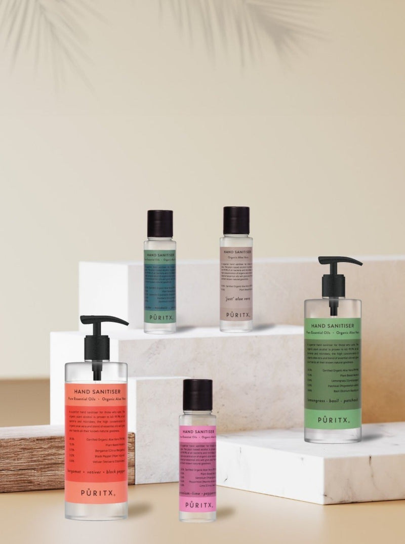PURITX® Håndsprit med Pumpe 250ml - Geranium / Rose / Peppermint