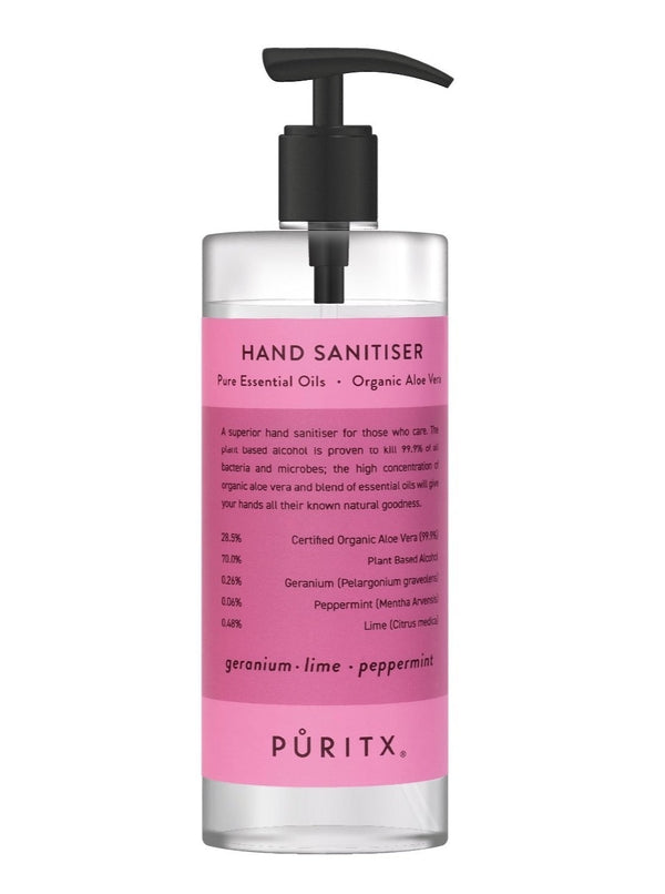 PURITX® Håndsprit med Pumpe 250ml - Geranium / Rose / Peppermint